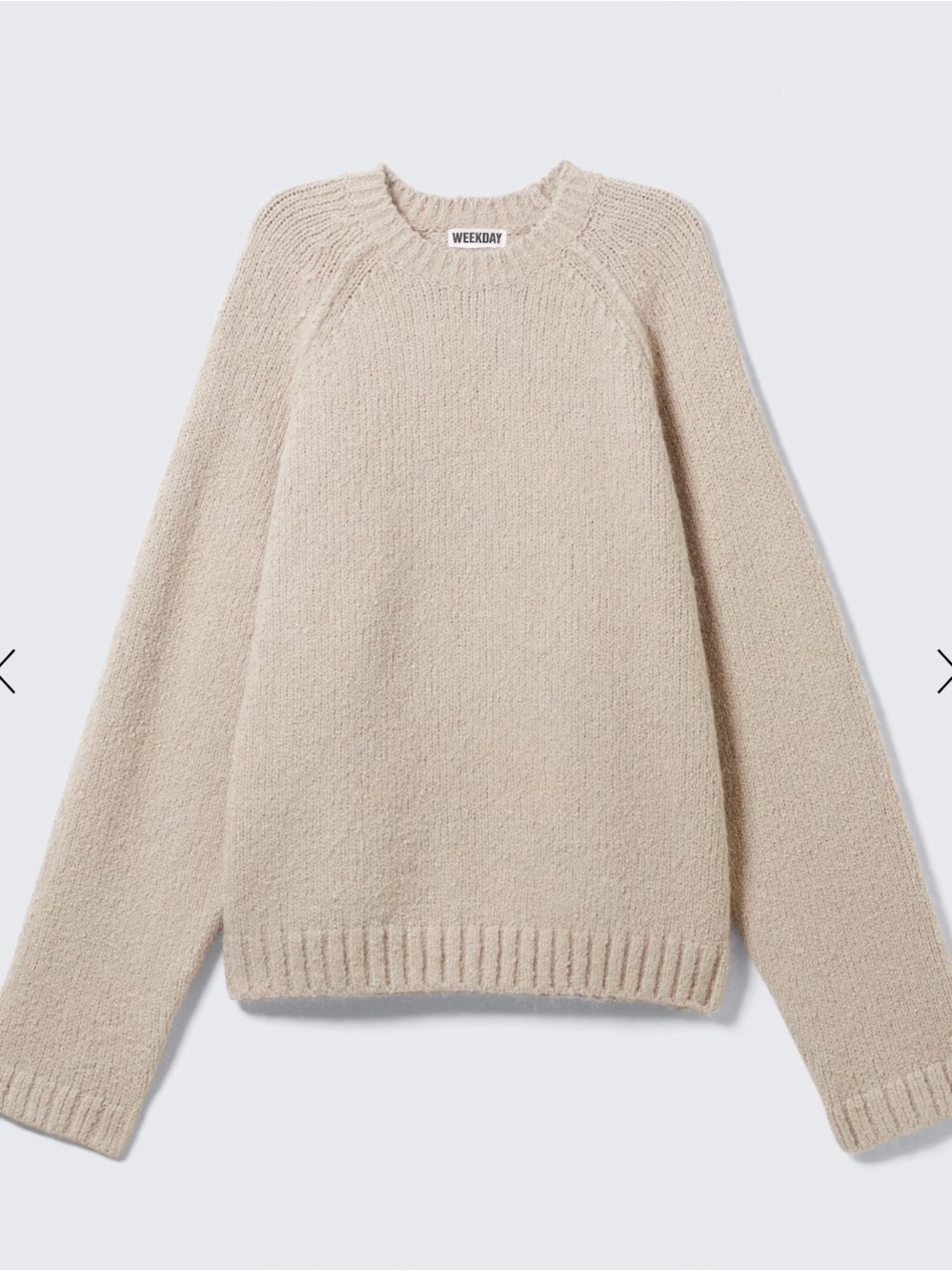 Weekday Beige Knit Crew Sweater